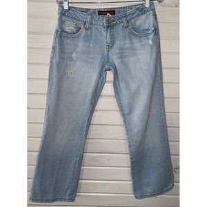 AEROPOSTALE Size 5/6 Stretch Cropped Jeans Distressed Light Wash Pockets EUC